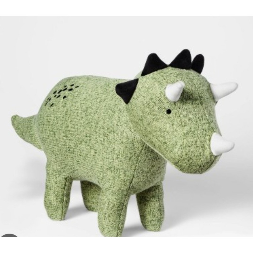 Pillowfort Dinosaur Kids Throw Pillow Stuffed Animal Triceratops Green